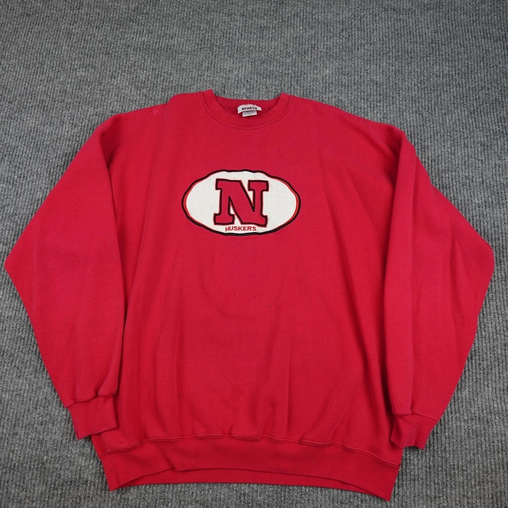 Vintage Nebraska Cornhuskers Sweatshirt Mens 2XL NCAA Football Simply For Sports